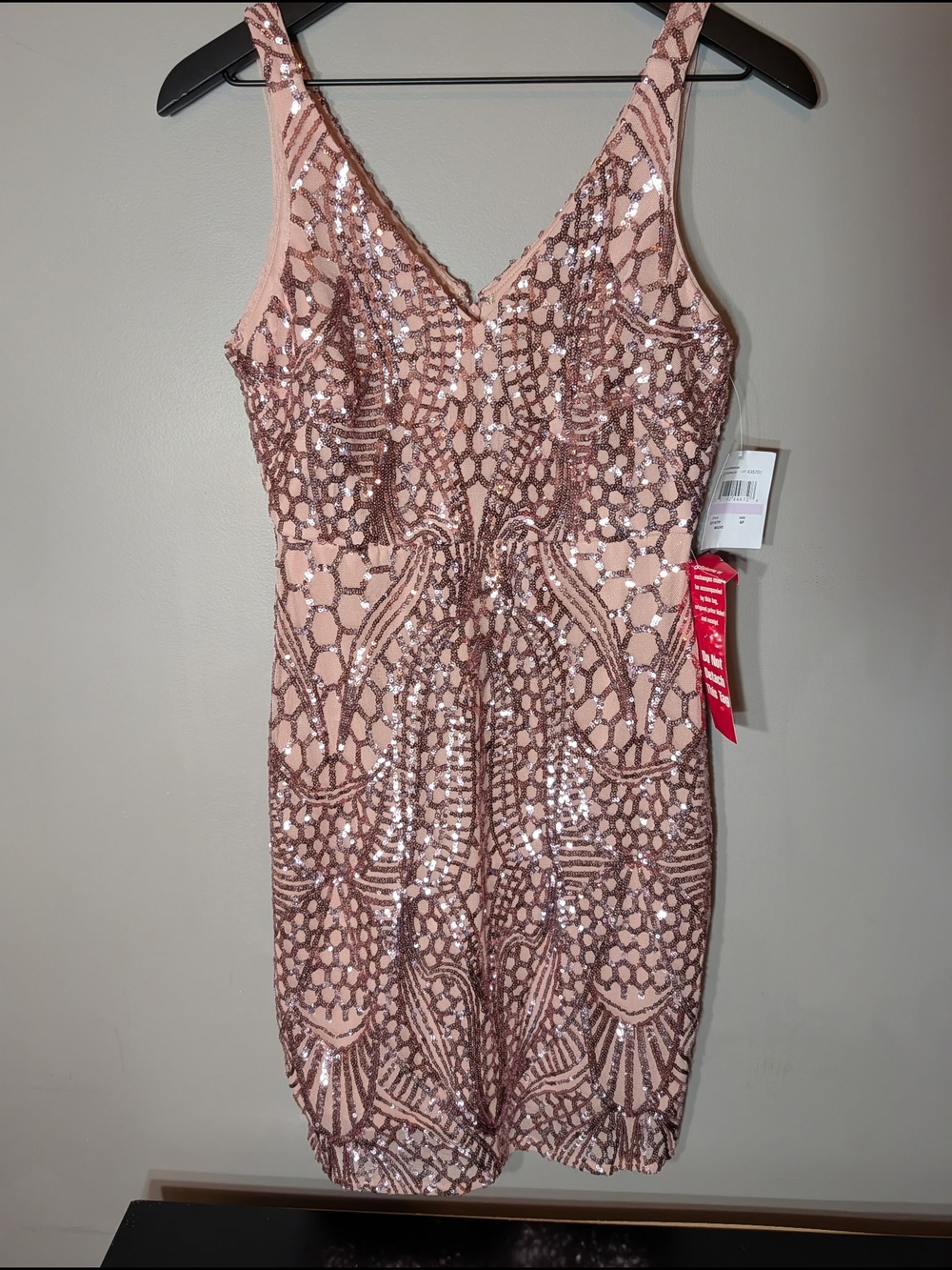 Night Way Collections Rose Gold Sequin Mini Dress